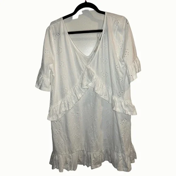 ASOS | Tops | Asos White Lace Cutout Ruffle Tiered Mini Dress Size 2 |  Poshmark